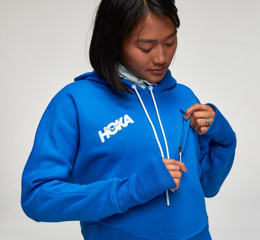 Sudadera Con Capucha Hoka One One Mujer - Performance - Azules - QAK983752